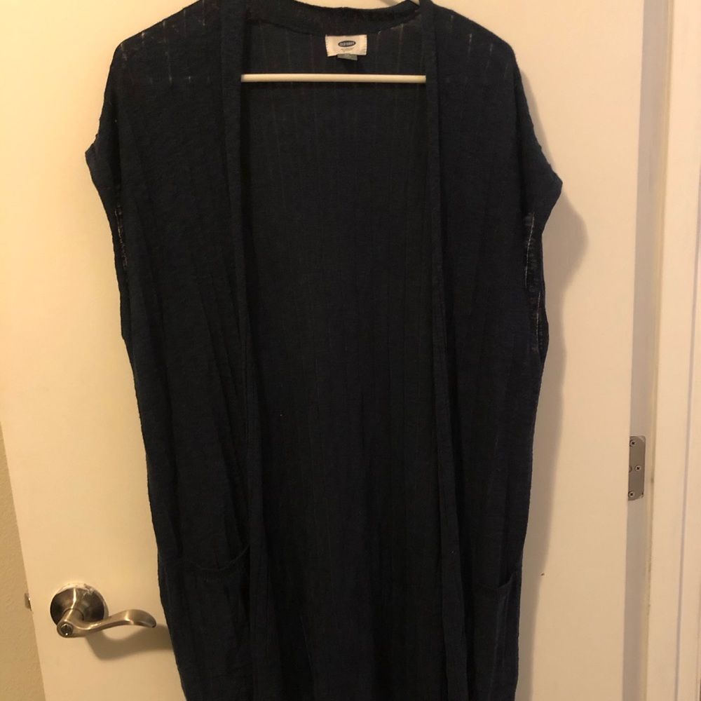 Long thin dark blue vest